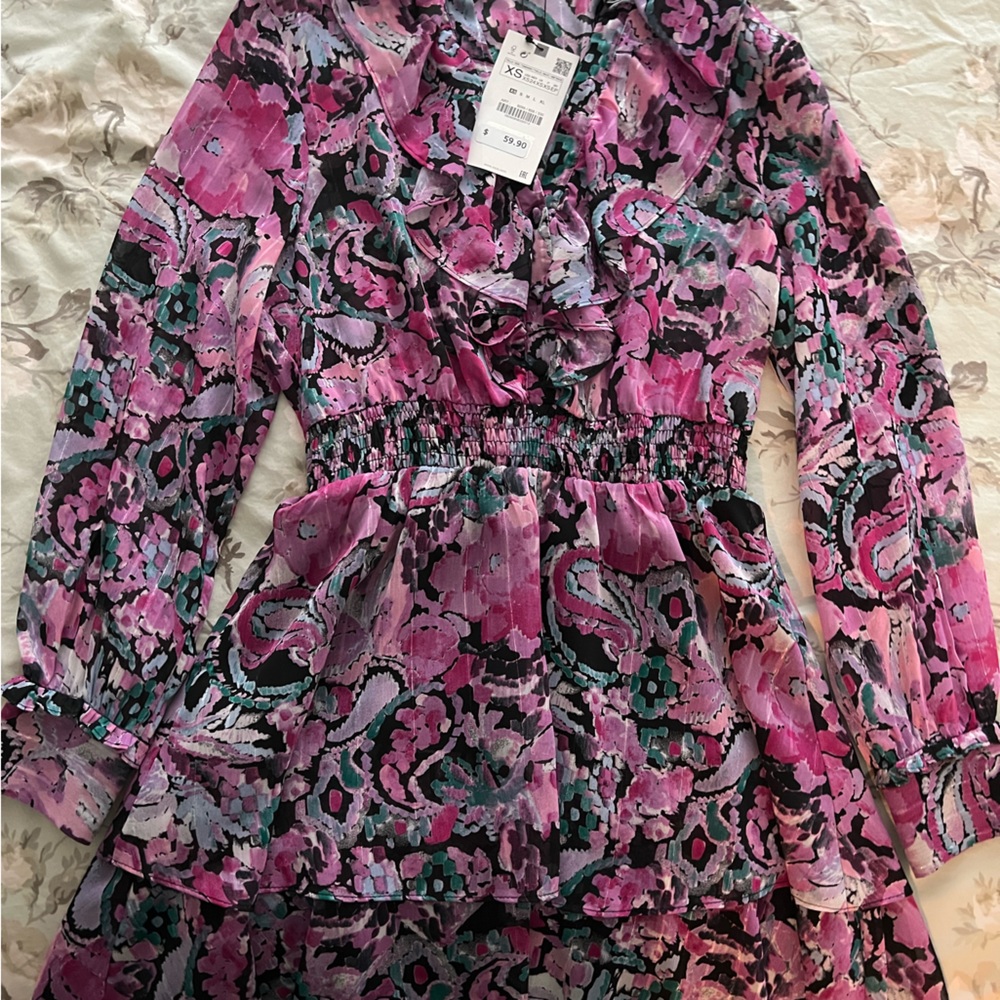 Zara Ruffled Print Dress - Picture 4 of 4